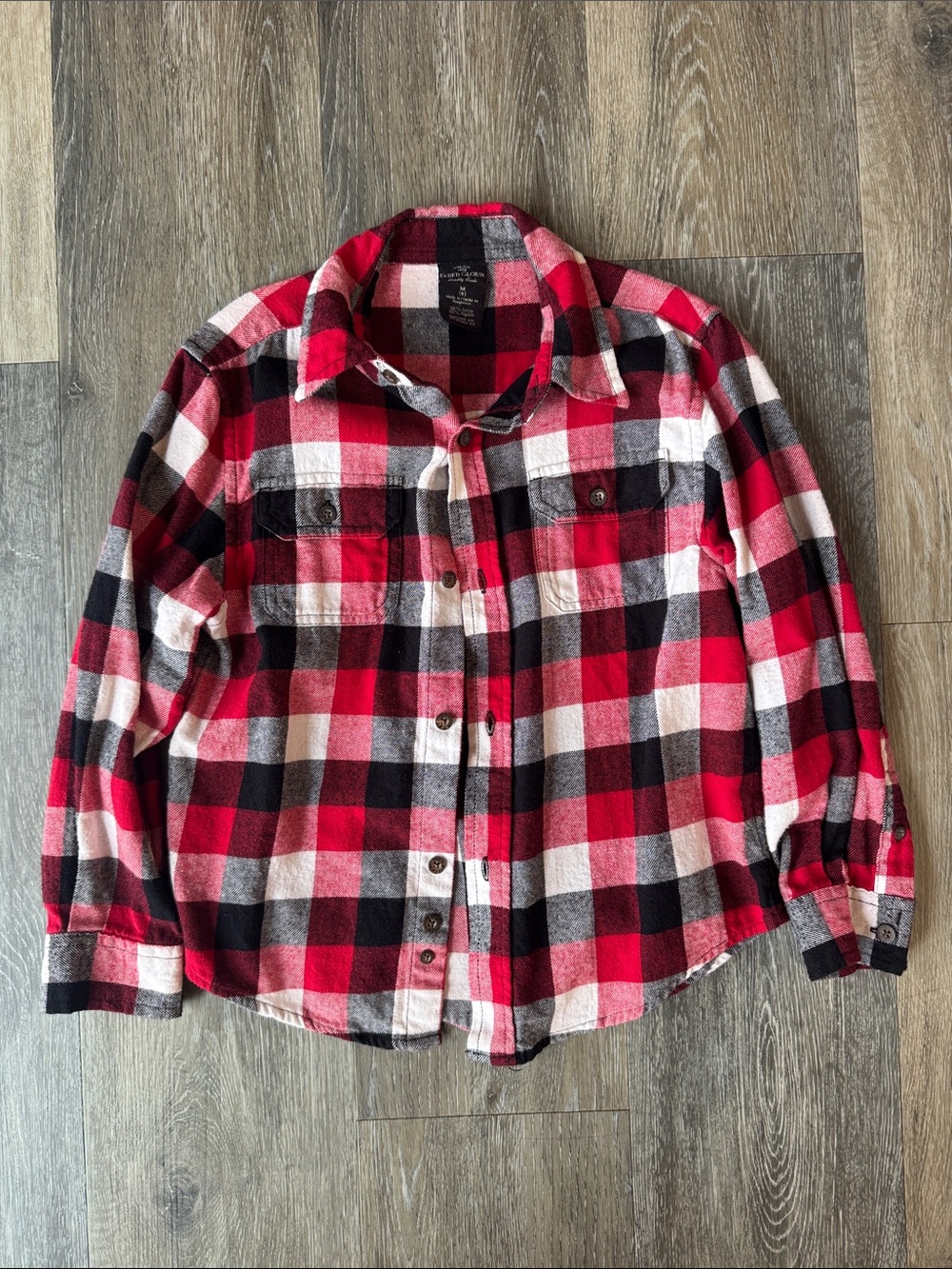Faded Glory Red, Black & White Plaid Button-Down Shirt - Kids